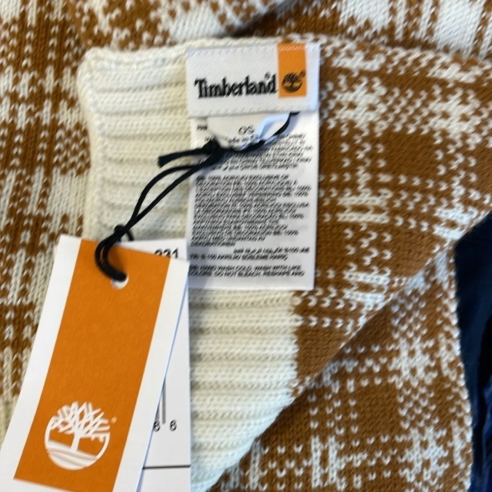 Timberlands Timberland Wheat/White Plaid Knit  Scarf